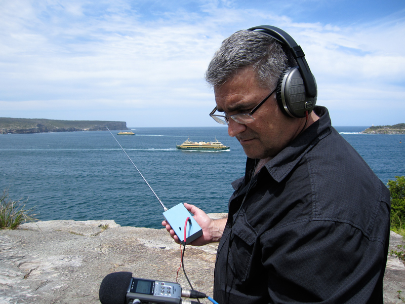 Michael Finucan recording ELF at Middle Head